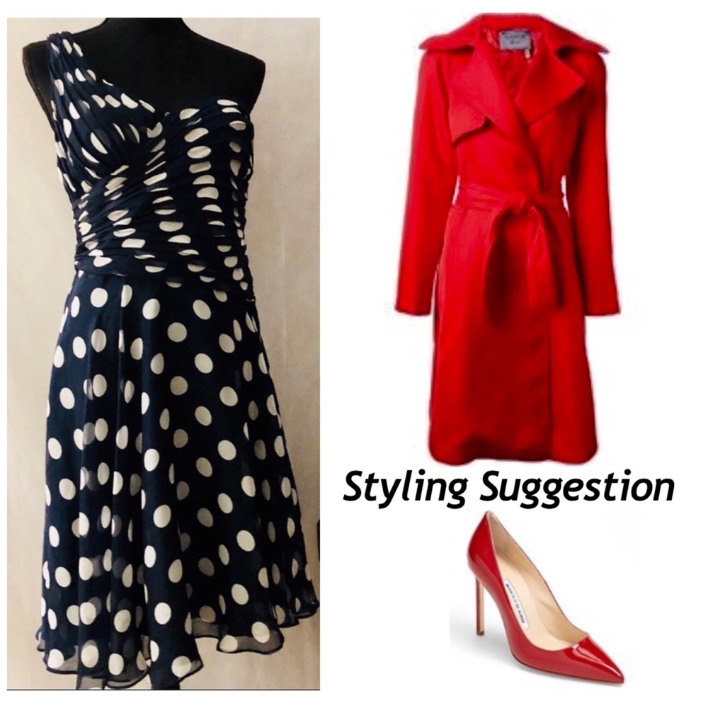 *Adrianna Papell One-Shoulder Vintage Dress - Picture 7 of 14
